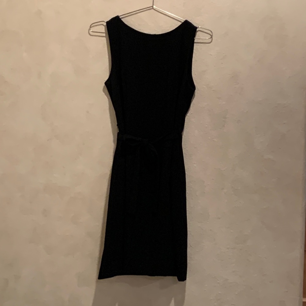Ann Taylor sleeveless open back wrap around tie front black dress